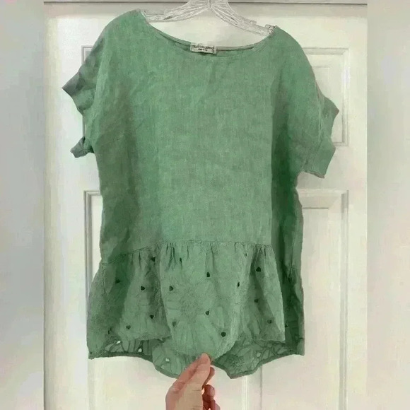 Terzo Millennio‎ Lagenlook Short Sleeve Linen Made In Italy Regular fit Size S - Picture 5 of 7